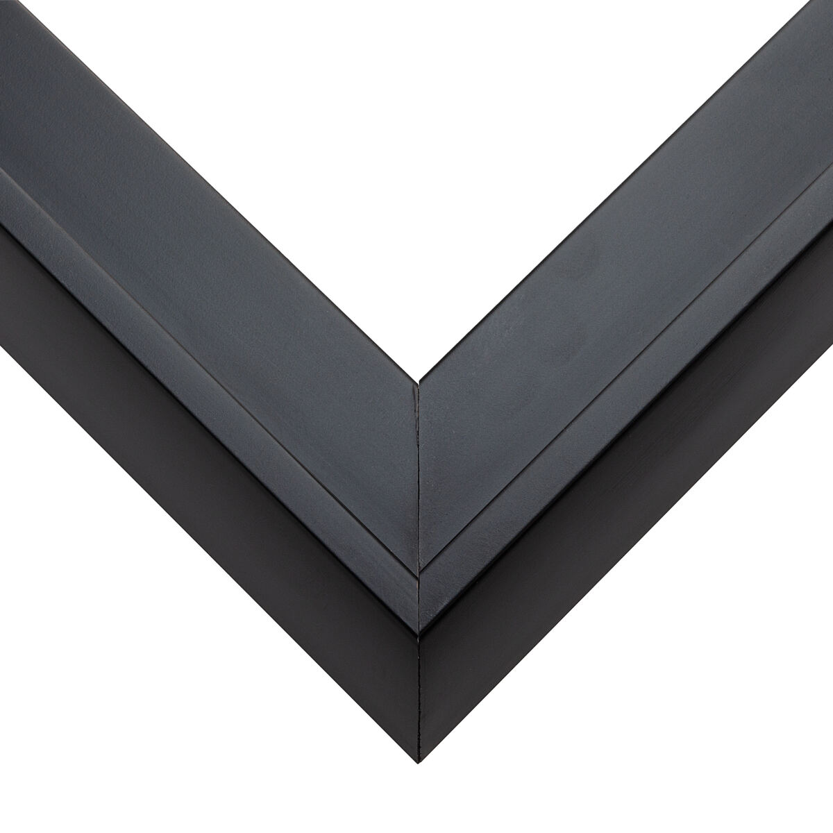 Solid black canvas float frame corner showing the reveal gap
