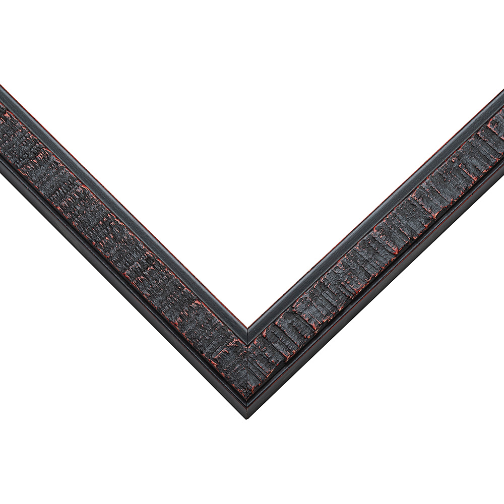 Burgundy picture frame moulding shown at the miter join