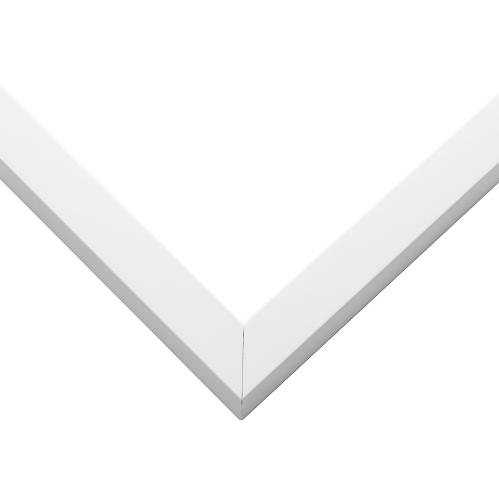 White Shadow Box frame moulding shown at the miter join