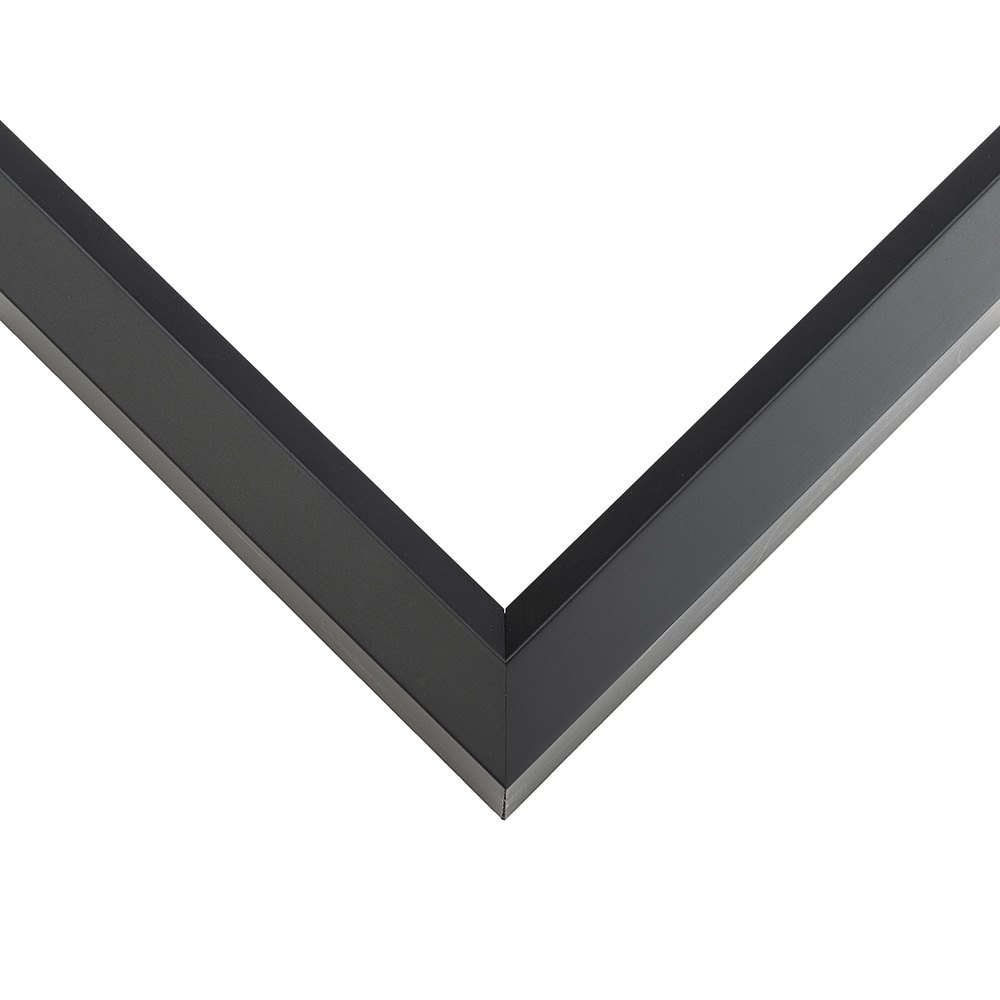 Wide Black Shadow Box frame moulding shown at the miter join