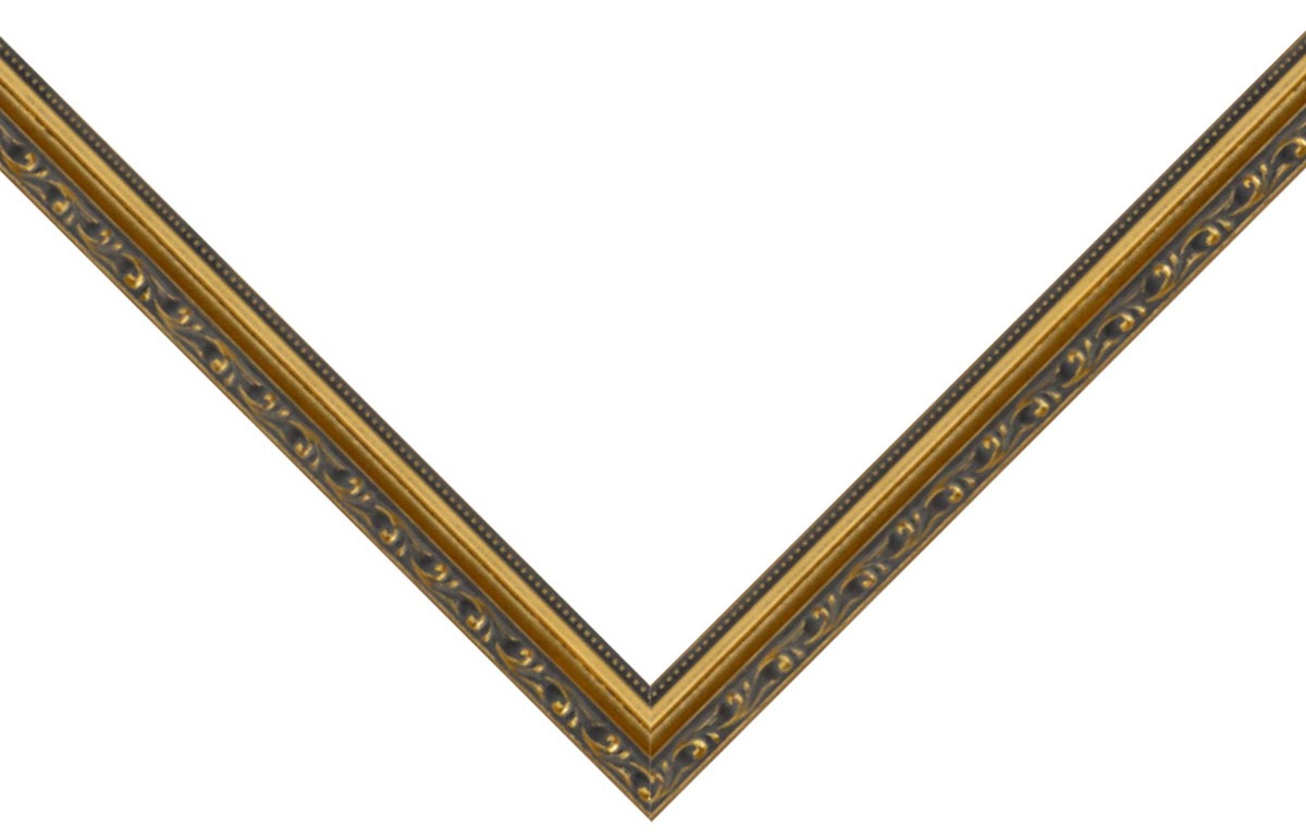 Museum Black picture frame moulding shown at the miter join